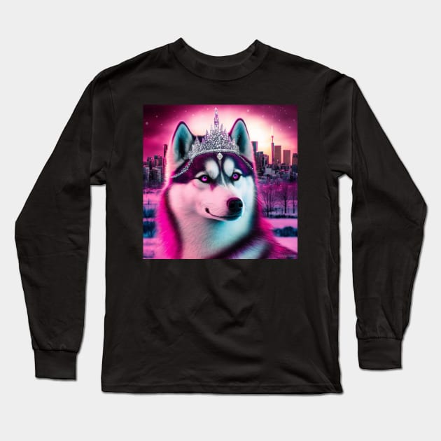 Siberian Husky In Canada Long Sleeve T-Shirt by Enchanted Reverie